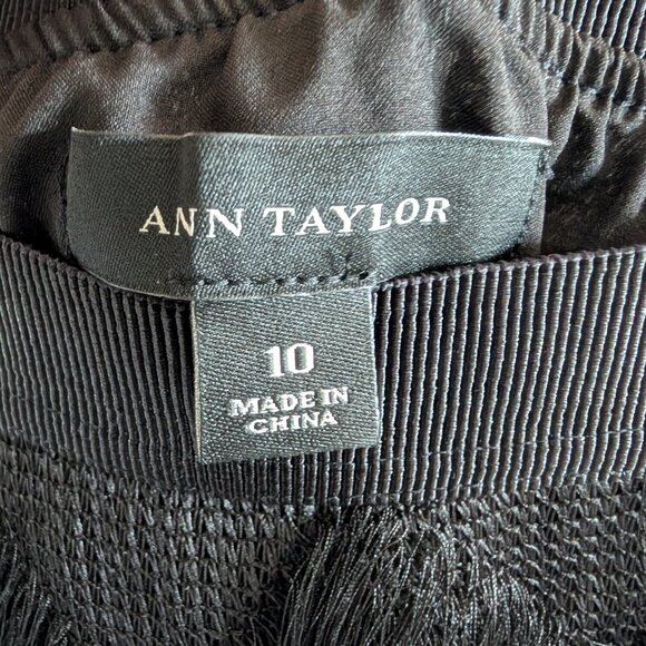 Ann Taylor Black Fringe Chevron Midi Skirt Size 10 Black Textured Flapper - Picture 3 of 9